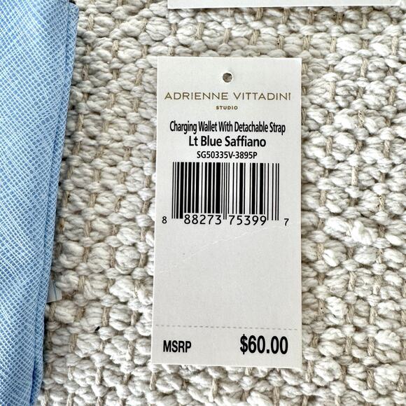 Adrienne Vittadini Studio Baby Blue Wristlet Mini Traveling Bag 8.5in x 5.5in - Picture 2 of 16
